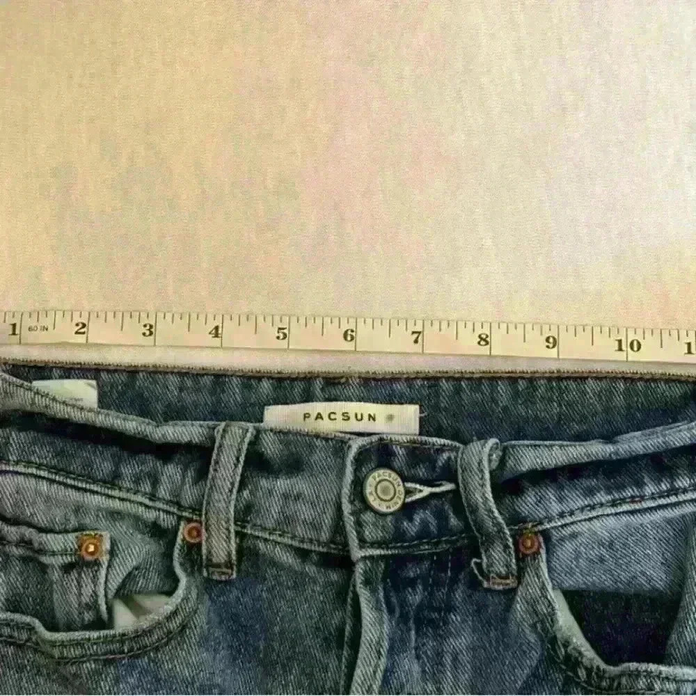 PacSun Women's Baggy Denim Jeans Distressed Wide Leg Button Fly Wide Leg Size 24 - Picture 10 of 11